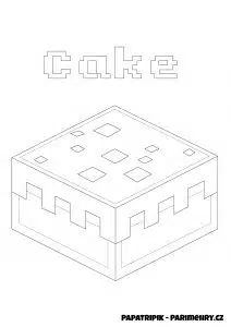 Minecraft omalovánka k vytisknutí - Cake