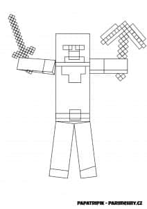 Minecraft omalovánka k vytisknutí - Krumpáč a meč